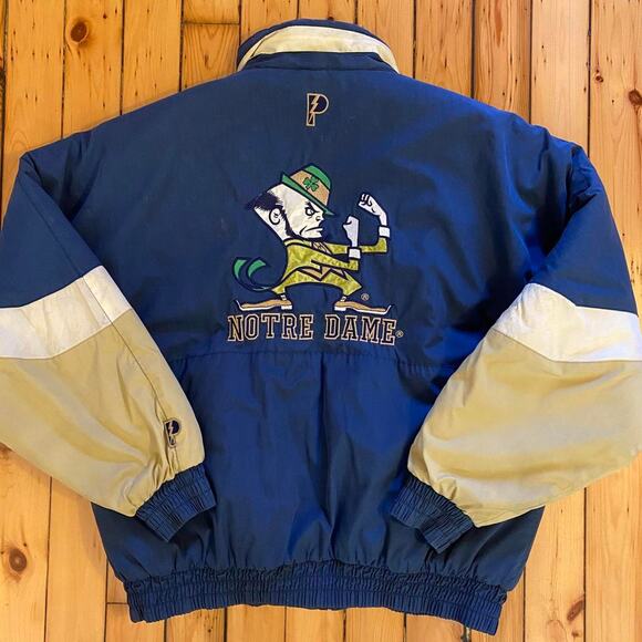 Rare Vintage 1990s Reversible Notre Dame Fighting Irish Pro Player Jacket L/XL - Picture 2 of 6